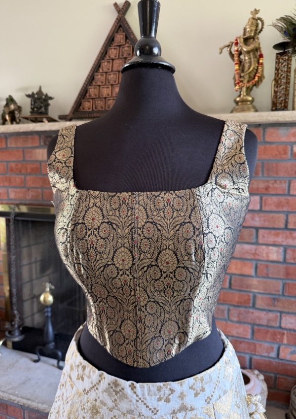 Black Brocade Corset Blouse